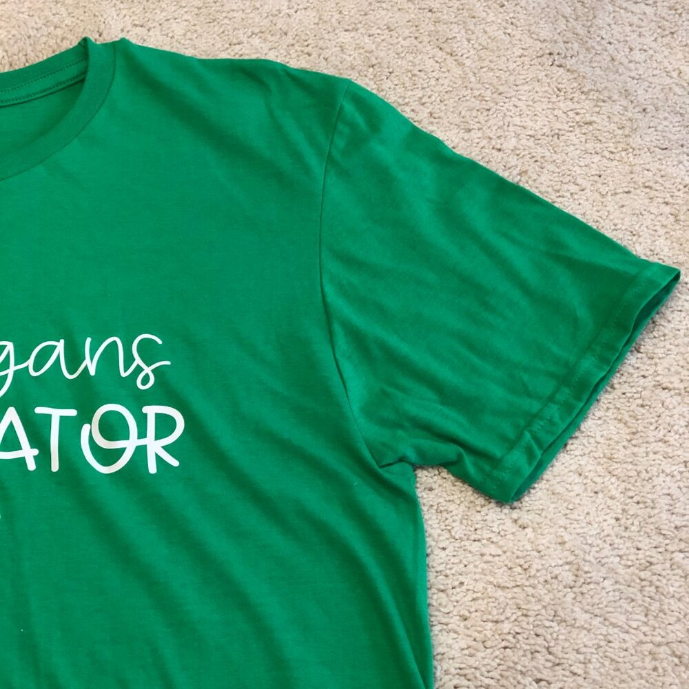 Gildan Soft Green Graphic Irish "Shenanigans Coordinator" T-Shirt Workout Top - Picture 3 of 8